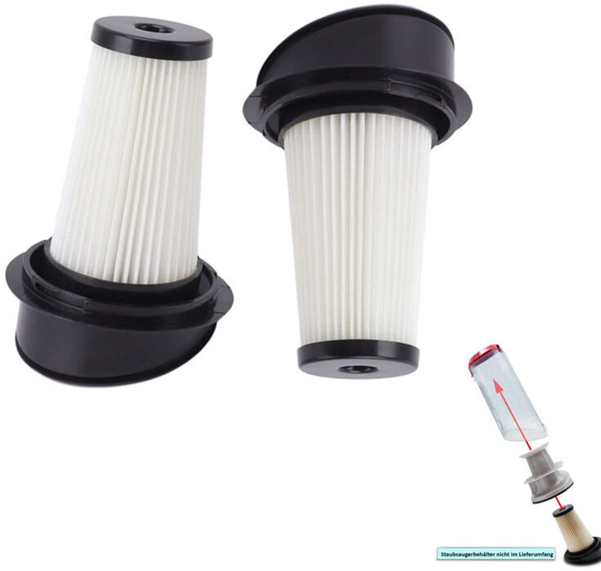 Twee filterpatronen geschikt voor de Rowenta handstofzuigers RH6543 en RH6545WH Air Force Light ZR005201.