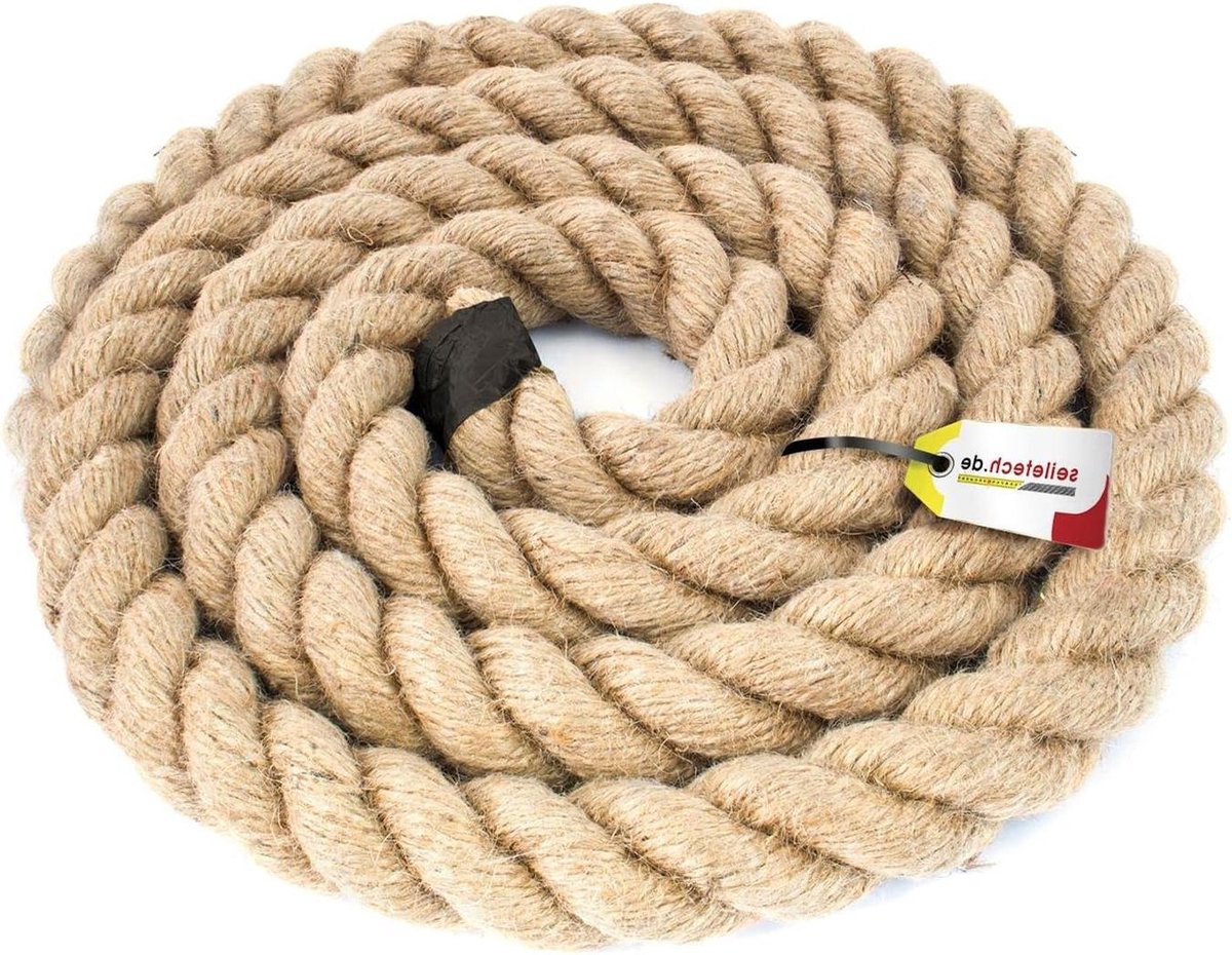 Jute Touw - Natuurlijk Touw - Decoratie en Bevestiging - Handgedraaid 3-laags geslagen - 40 meter x 30 mm - Bruin