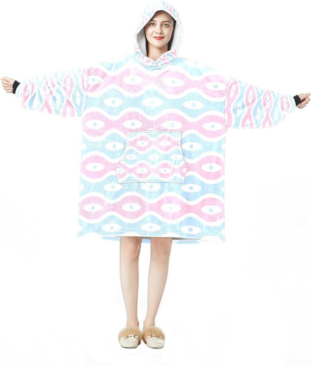 Draagbare Deken Hoodie - Deken met Capuchon - Warm Blijven - Twee Lagen Stof - Eén Maat - Multicolor