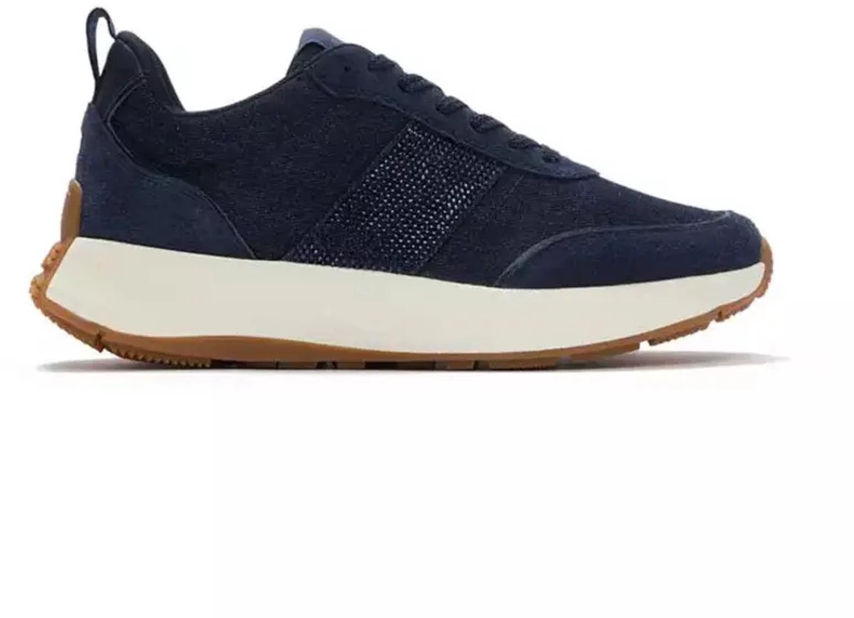 FitFlop F-Mode Flow Crystal Denim/Suede Sneakers Dames Sneakers - Donker Denim