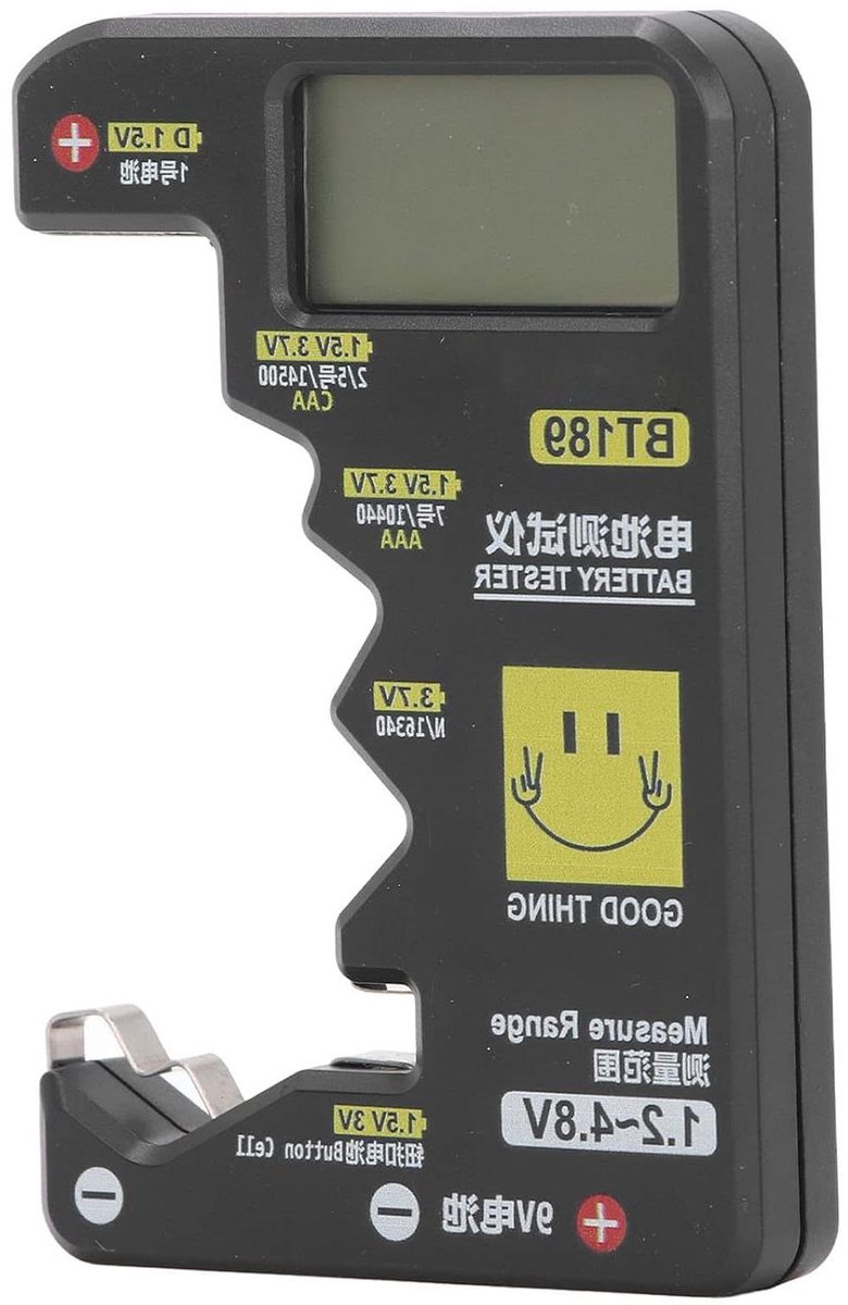 Digitale Batterijtester - Capaciteitsdetector Batterijmeter - Batterijen Controleren - Veel Compatibel - 14 x 9 x 2 cm - Zwart