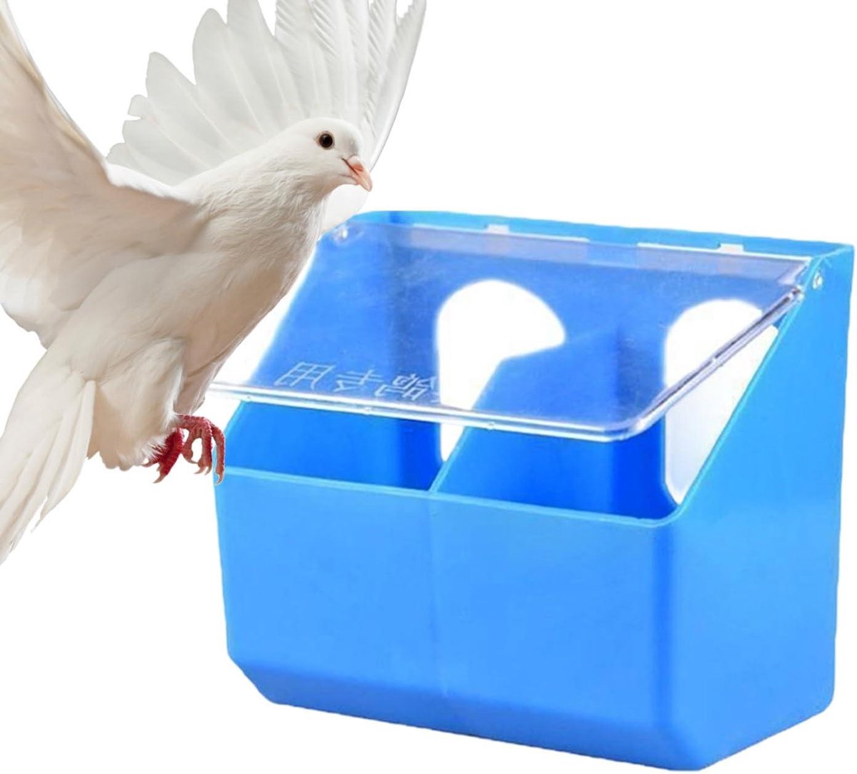 Vogelvoederbak Buiten - Voerdispenser Tuinvogel - Vogels Voeren - Transparant Voedselniveau - 16.5 x 14.5 x 10 cm - Blauw