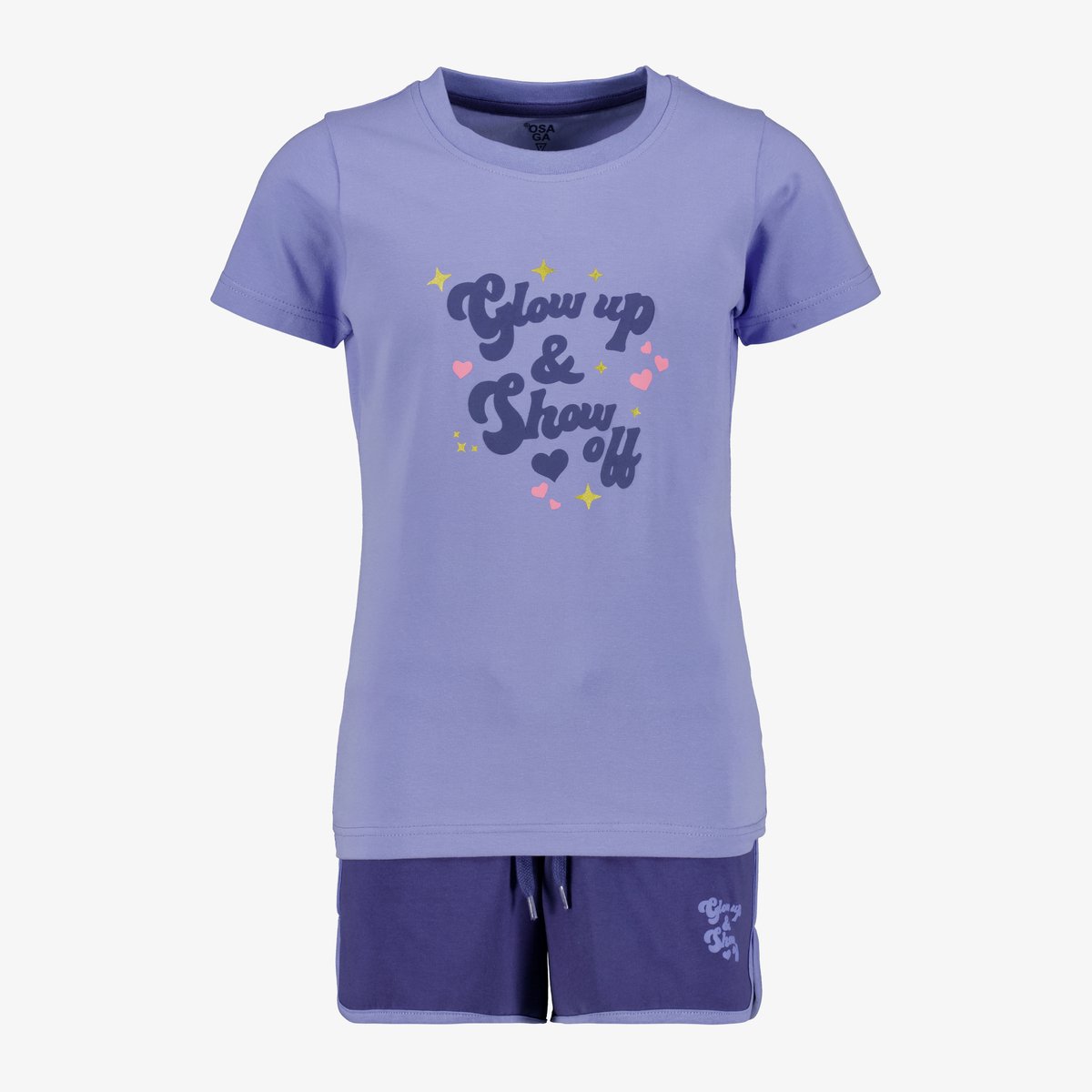 Osaga cropped meisjes sport T-shirt met tekstopdruk paars - Maat 152