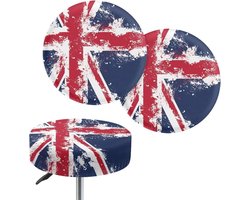 Ronde Krukhoes met Union Jack Motief - Wasbare Beschermhoes voor 13-15 Inch Krukken, Elastische Zitting, Perfect voor Barstoelen en Interieurdecoratie