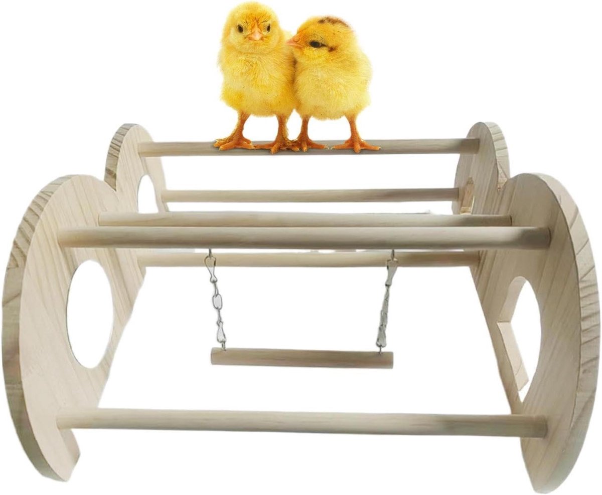 Kippen Zitstok - Houten kippenhok rust - Verrijking pluimvee - Antislip grip - 37x32.5x16.5cm - Houtkleur