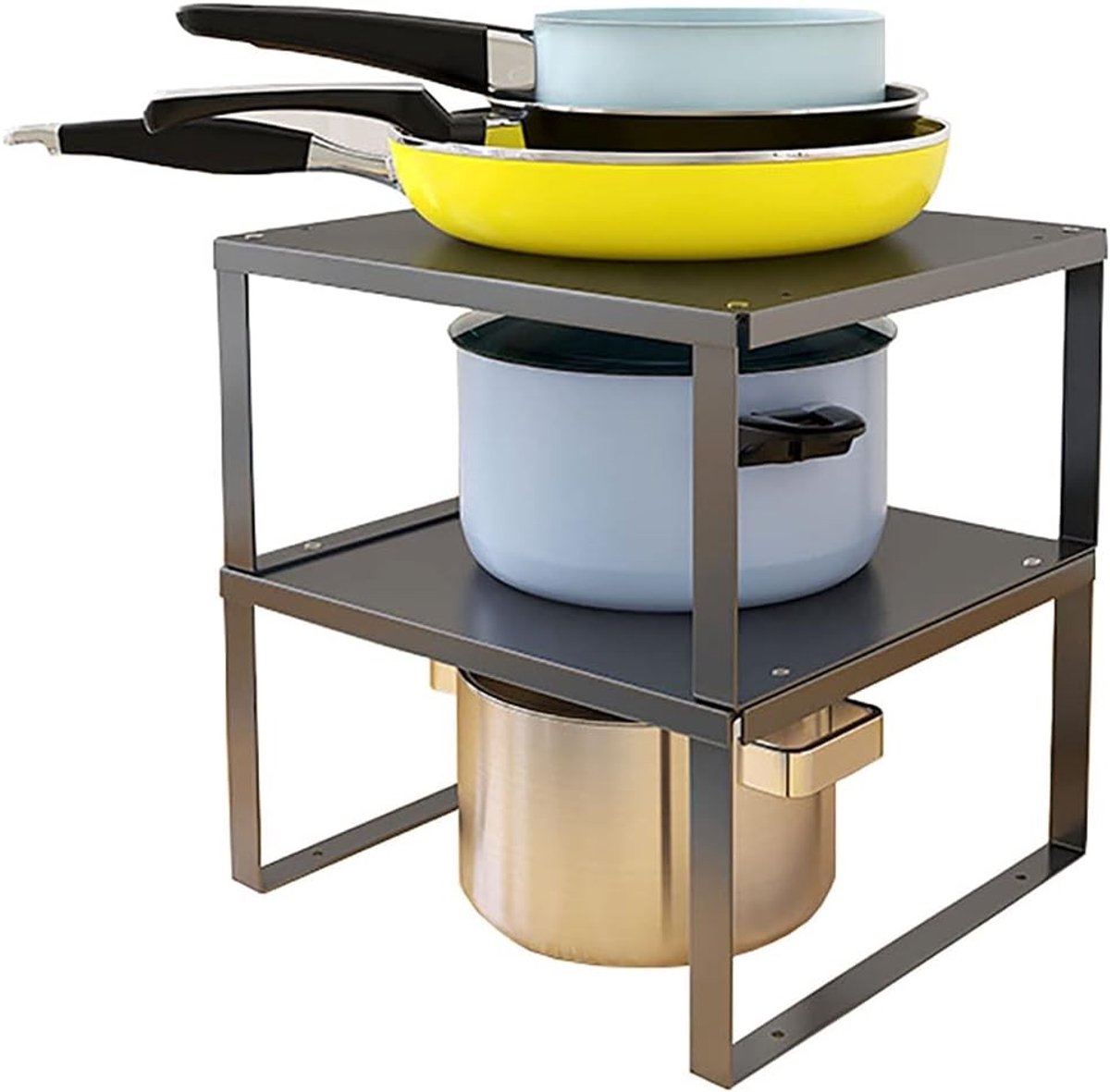 Stainless Steel Kastplank Set van 2, Stapelbaar Keukenrek voor Keukenopslag, Badkameroplossing en Make-up Organizer, Afmetingen 30x28x15cm