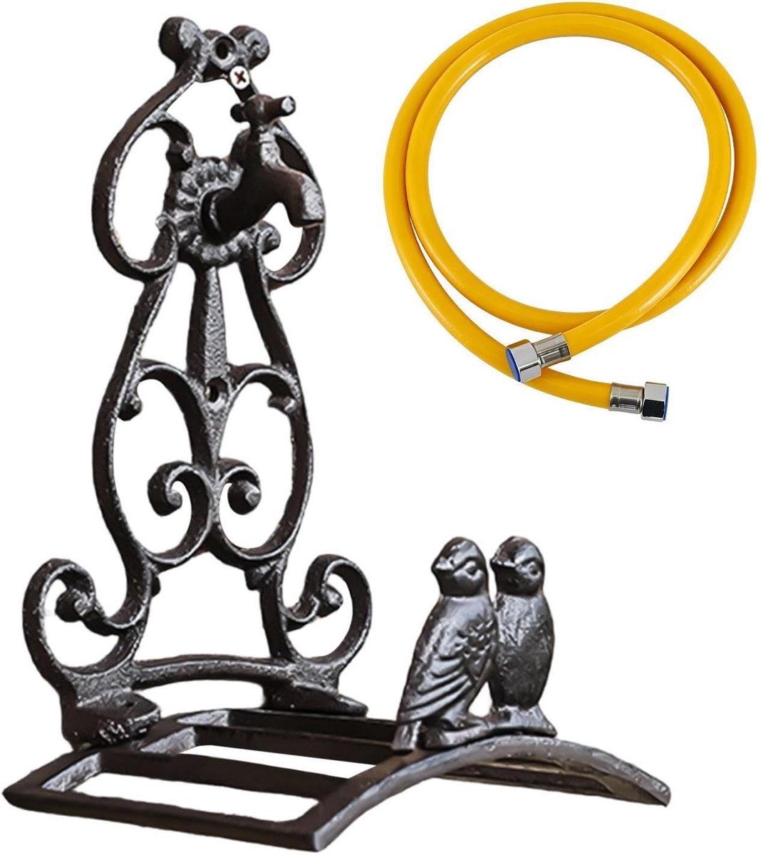 Draagbare Waterslanghouder - Slang Hanger - Tuin Organiseren - Vogel Decor - 17.5 x 12.5 x 24 cm - Brons