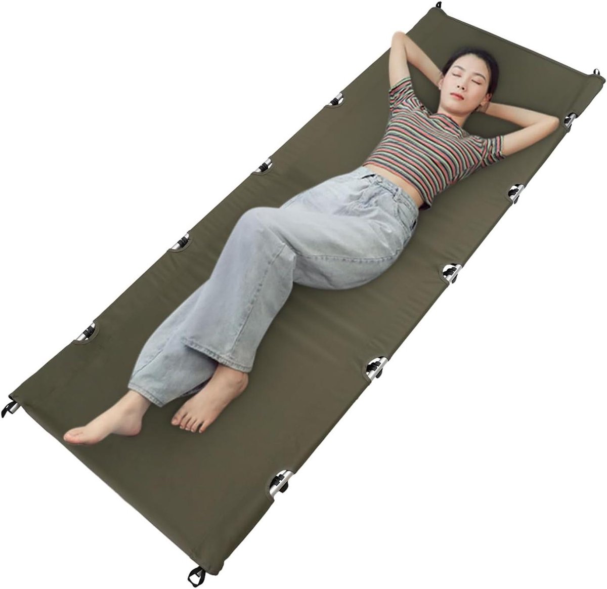Veldbed Inklapbaar - Reisbed Logeerbed - Kamperen en Reizen - Draagbaar tot 150 kg - 190 x 65 cm - Legergroen