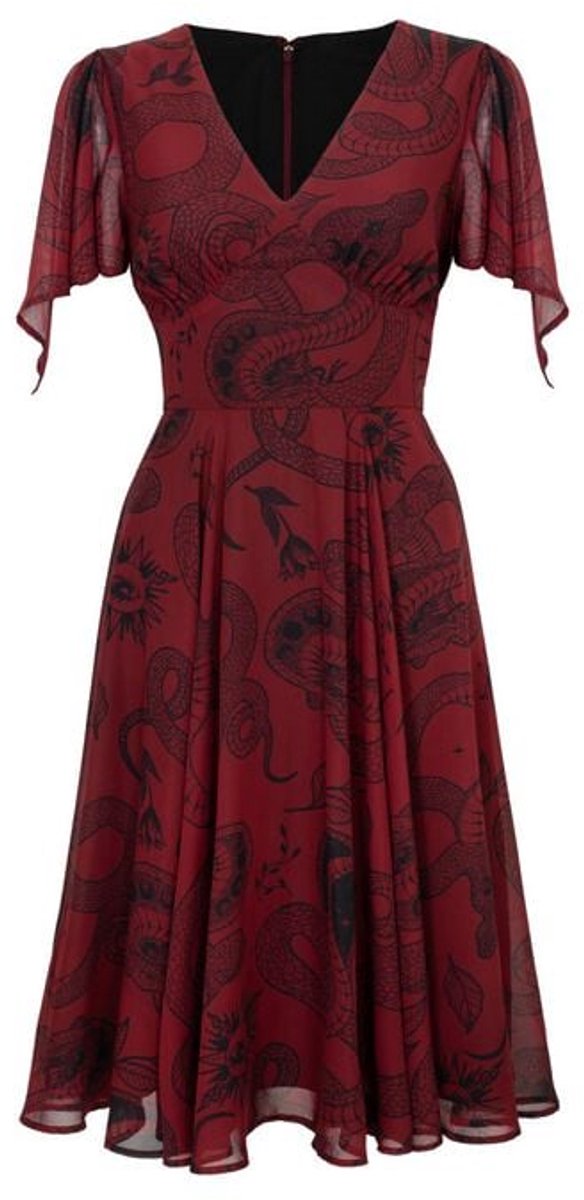 Hell Bunny VENOM DRESS - NEW COLOUR Dames Midi-jurk - donkerrood - XXL