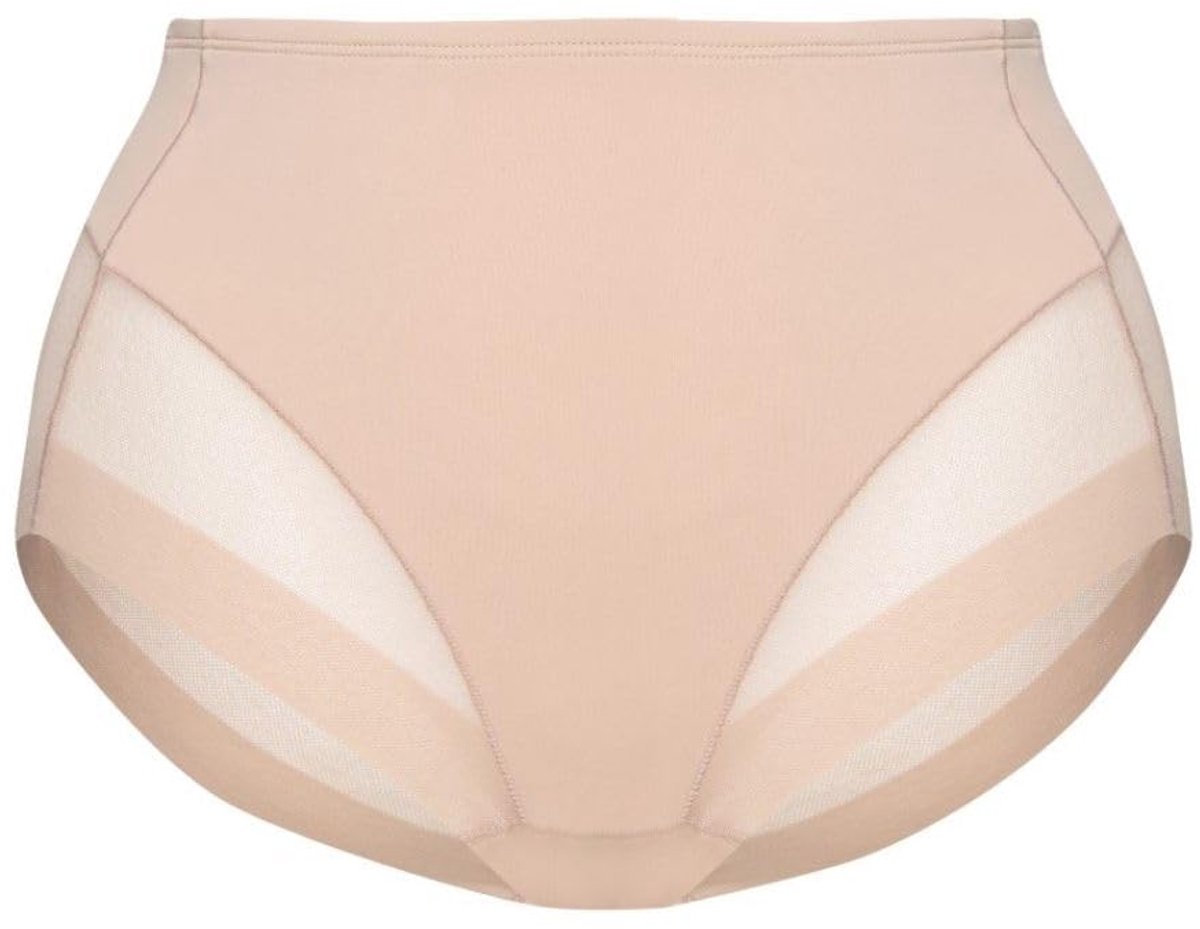 Bye Bra High Brief Tulle Lace High Rise Naadloze Ondergoed, Zachte Stretch Ademende Polyamide Elastaan ​​Slip voor een Glad Silhouet, Beige & Zwart (Beige, S)