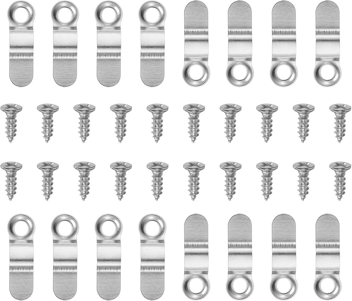 100 stuks clips voor de houder van fotolijsten met 100 schroeven voor fotolijsten met draaiknop voor het ophangen van foto's, zilverkleurig