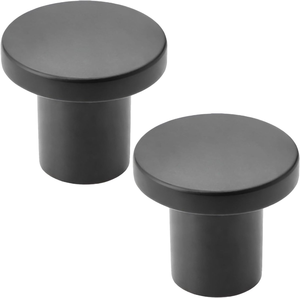 2 Pieces Drawer Knobs Ø24 mm H21 mm - Kitchen Cabinet Knobs Made of Zinc-Aluminium Alloy - Drawer Handles in Colour Matte Black - Warranty 10 Years - MONTERAL