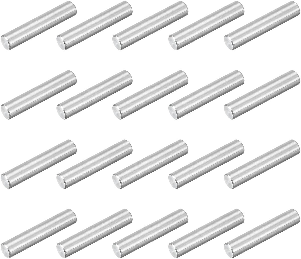 40 stuks M4 x 20 mm 304 centreerdoorn van roestvrij staal, cilindrische penhouder voor planken, parallelle stift, voor mechanische productie, industrie, meubelinstallatie, zilver