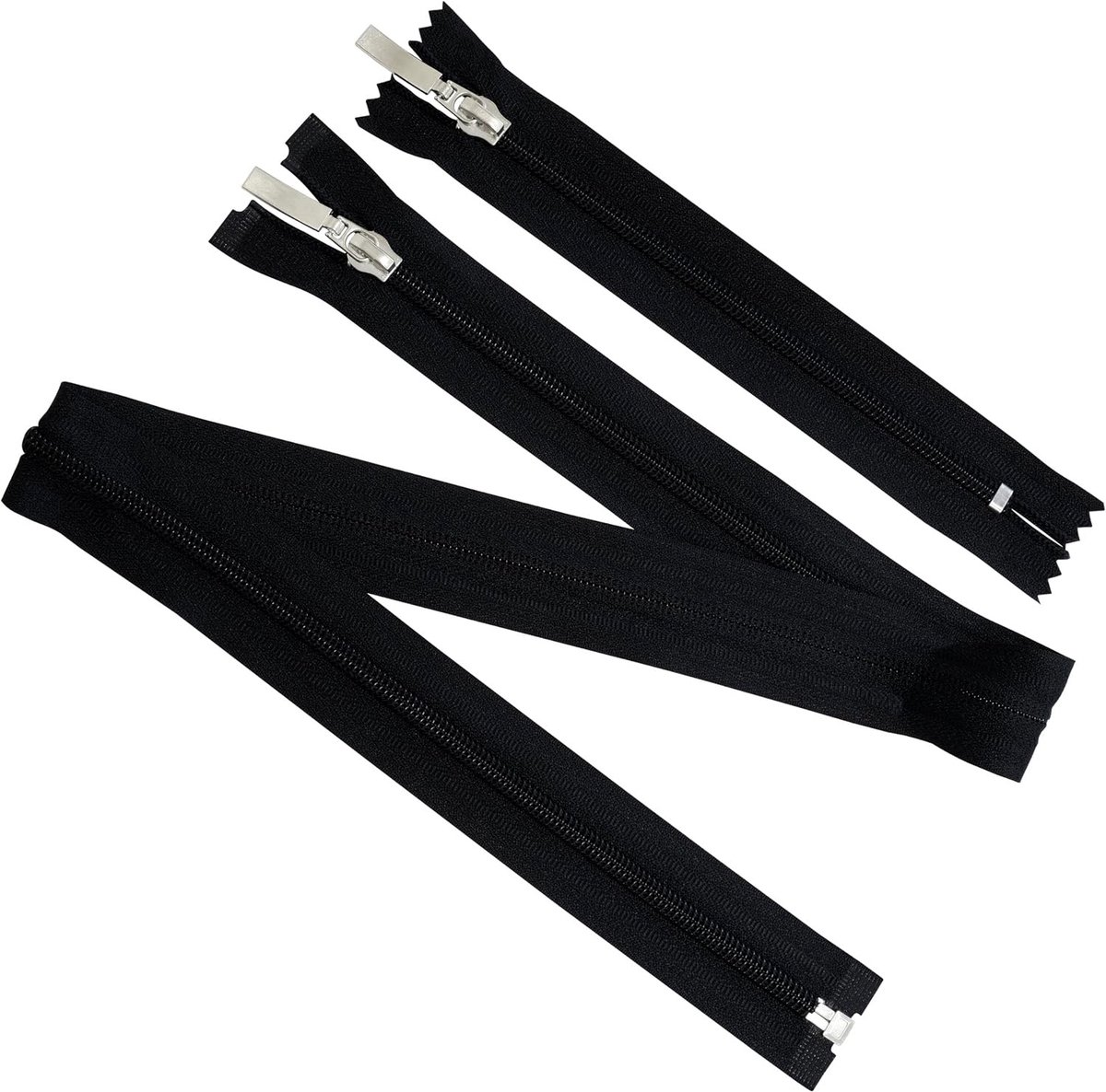 - Set van 10 spiraalritsen Nr. 5 : 2 deelbaar (70 cm) + 8 niet-deelbaar (16 cm) | zwart met decoratieve trekkers