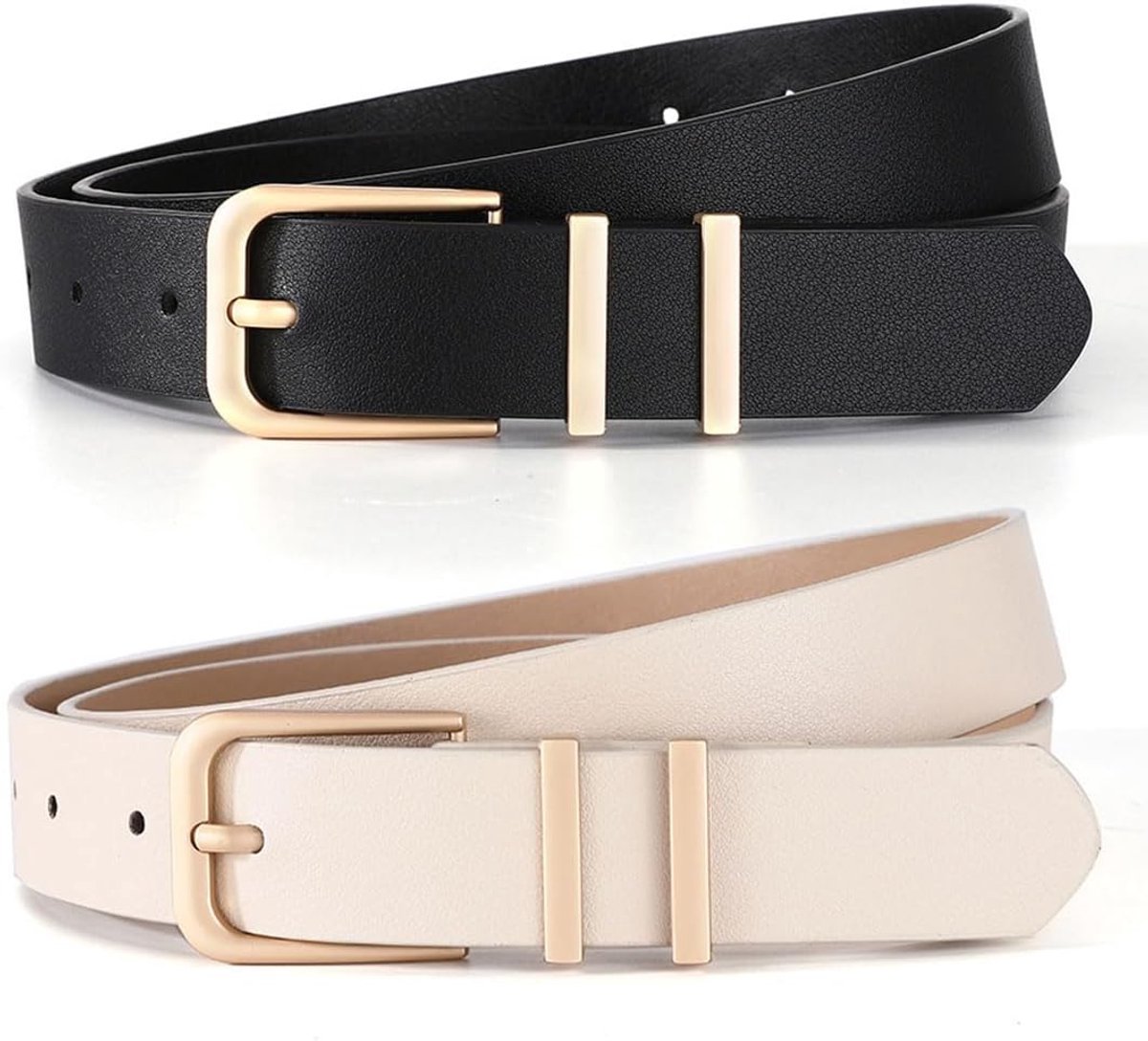 Riem voor dames, 2 stuks, zwart/beige, geschikt voor taille 66-99 cm, jeans, broeken, jurken