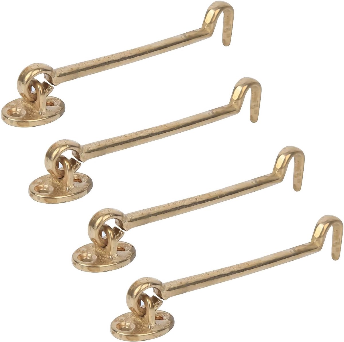Ooggrendel, 16,7 cm (6,7 inch), inkijkhaak van messing, deurgrendel, massieve deurgrendel, draaideur, raam, messing, haken (messing, 4 stuks)