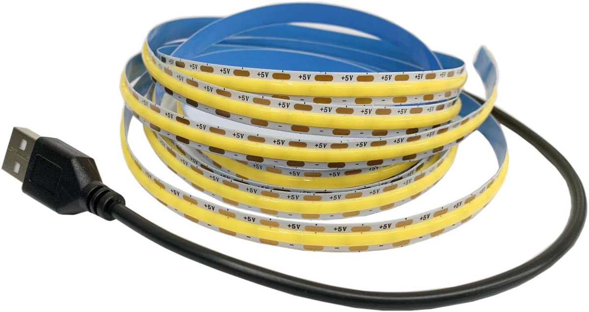 5 V USB COB ledstrip, licht, wit, 300 leds, flexibele band, DC nachtlamp, tv-achtergrondverlichting, wooncultuur voor slaapkamer, onderkast, keuken (wit, 3 m)