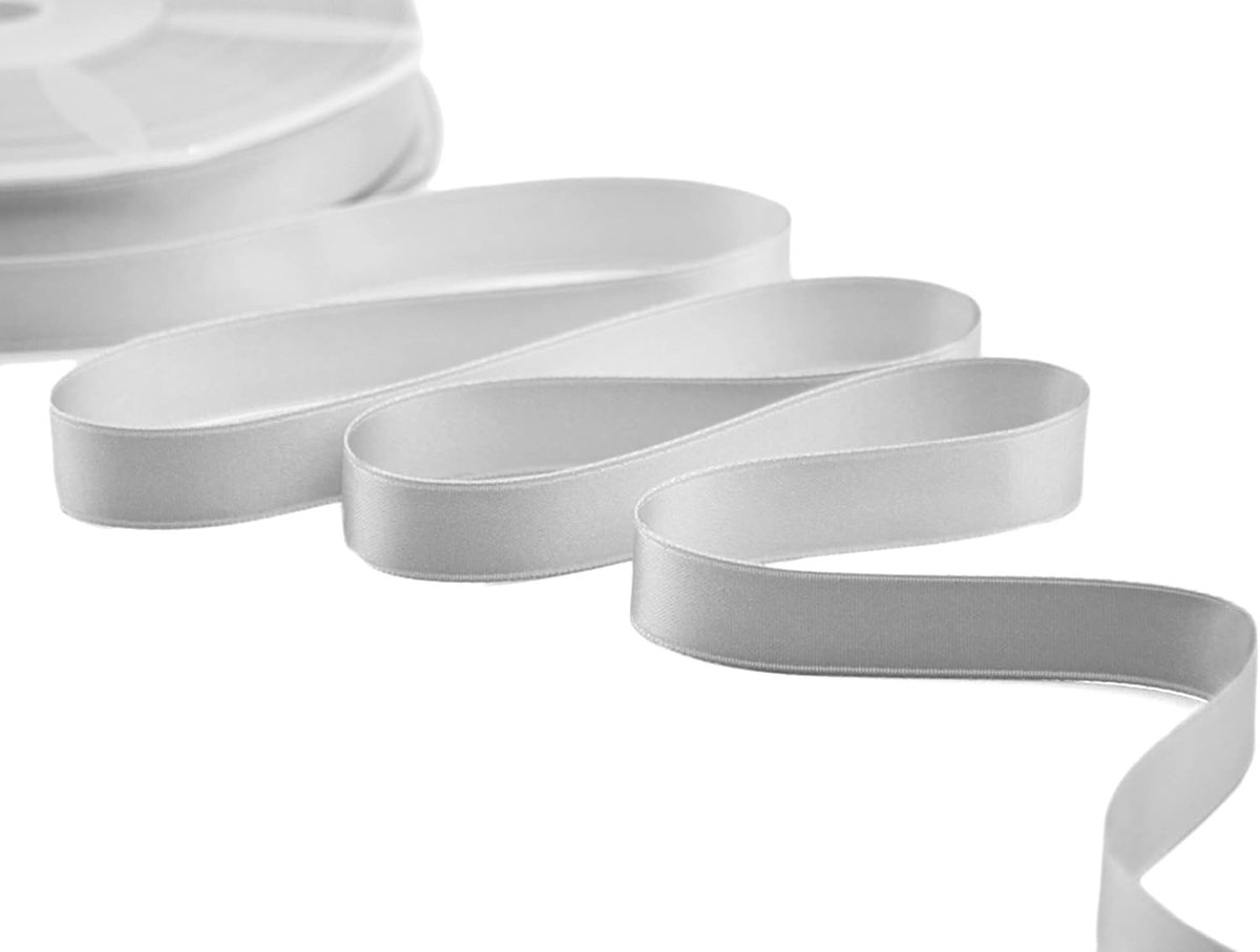 Geweven tape, dubbel, parelgrijs, 16 mm x 50 m