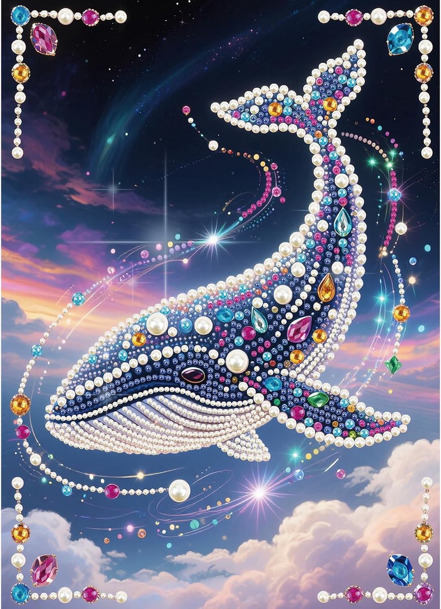 Doe-het-zelf kralenschilderijen, beginners, volwassenen, dolfijn, 30 x 40 cm, kralen, puzzel, diamant, volwassenen, dolfijn, diamond painting, beginners, dier, diamantschilderijen, mozaïek