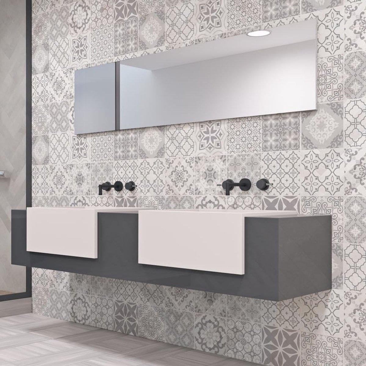 Tegelstickers badkamer en keuken 24 stuks 10x10 cm - PS00237 Wanddecoratie Waterdichte PVC-zelfklevende cementmozaïektegels