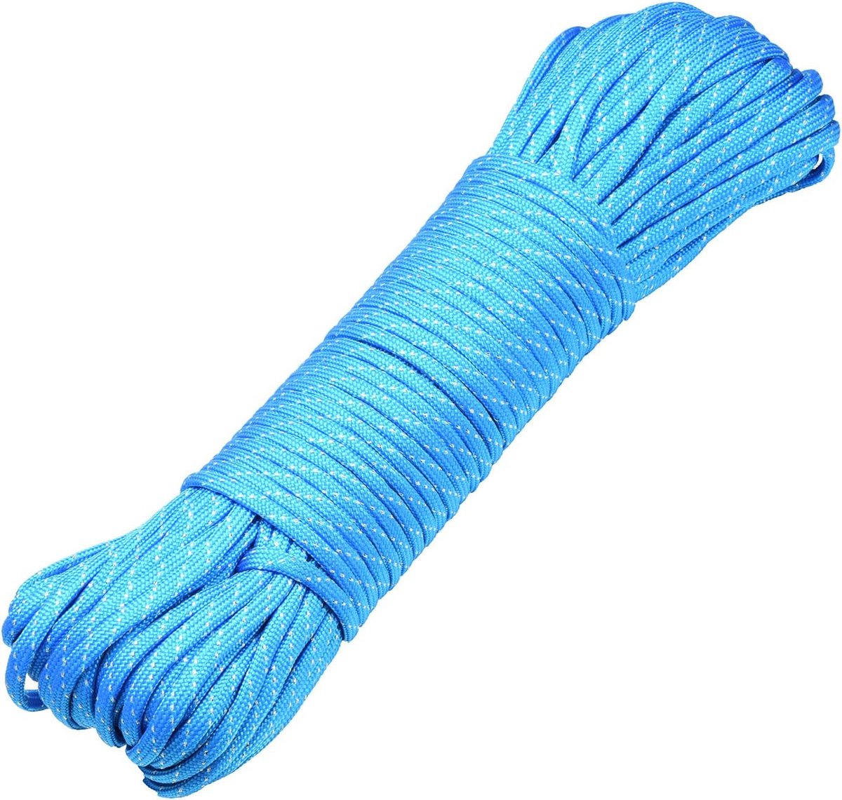 30 meter lang textieltape nylon koord paracordtouw survivaltape voor knutselen en voor outdoor campingactiviteiten 4 mm - 7 draden blauw met zilveren stippen