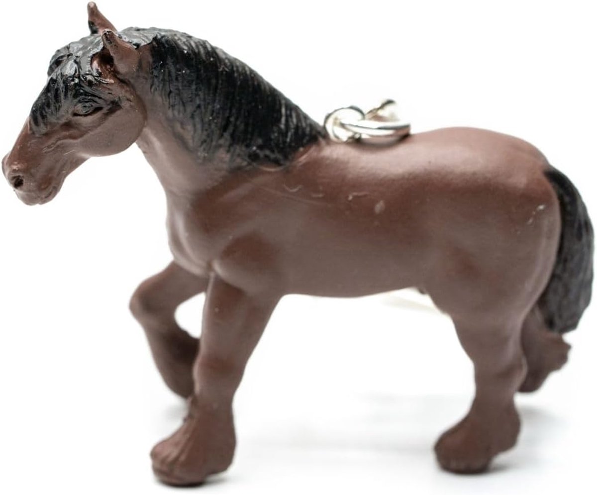 Paard sleutelhanger pony staand bruin zwarte manen - handgemaakte modesieraden I hanger sleutelring sleutelband sleutelring, Meerkleurig, 56mm