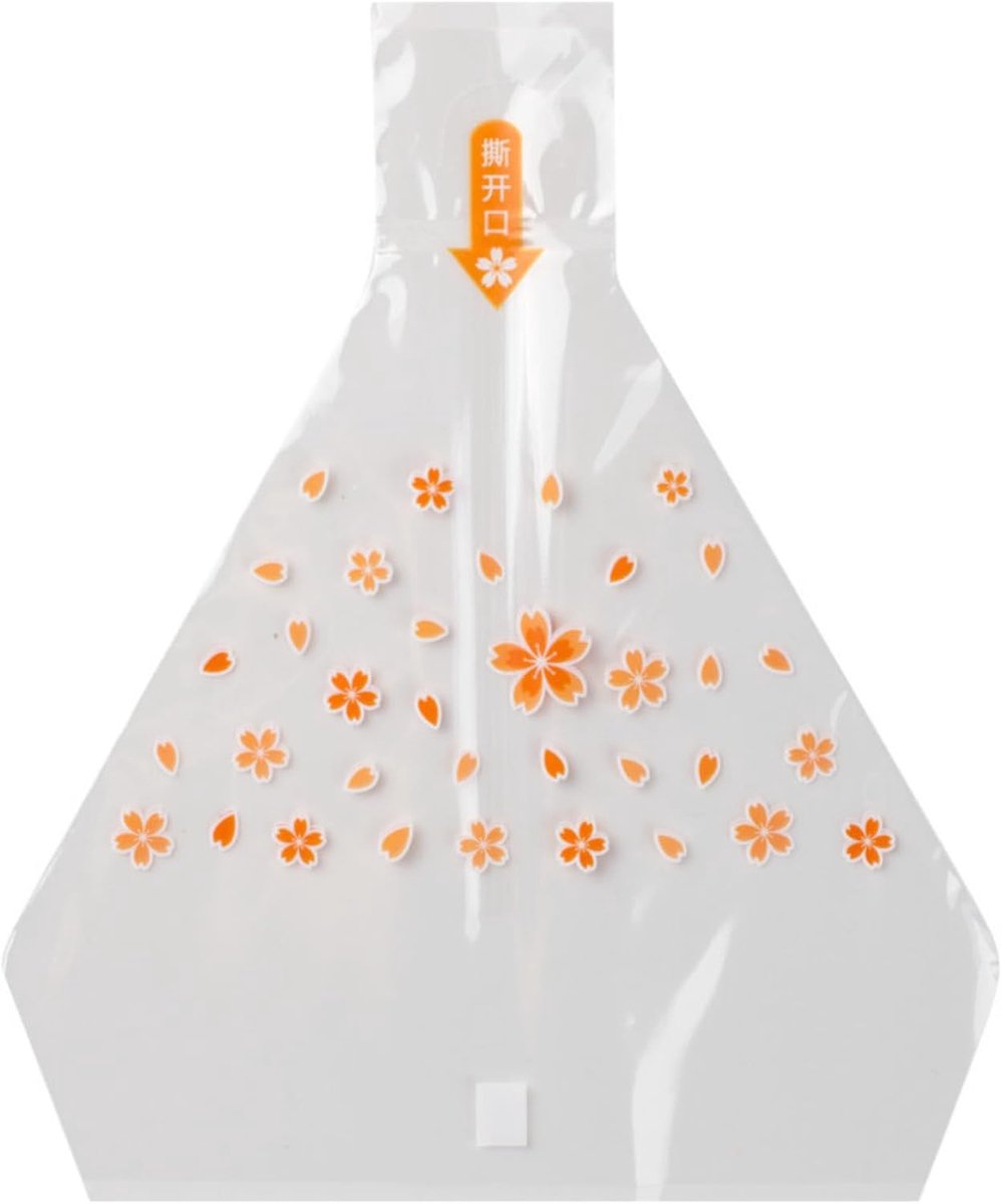 Verpakking van 100 driehoekige onigiri verpakking, wegwerpbare onigiri verpakkingzakken, rijstbal verpakkingzakken, Japanse sushi verpakking, wraps voor Onigiri (oranje)