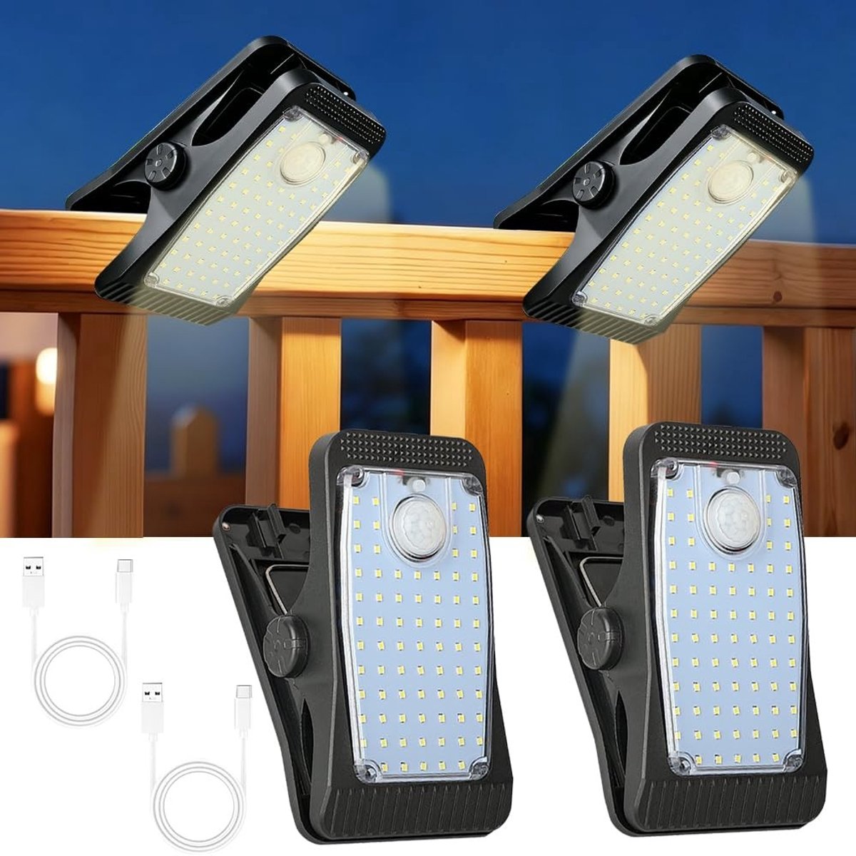 Elzusha - Set van 2 Buitenlampen op Zonne-energie met Bewegingsmelder - IP64 Waterdicht