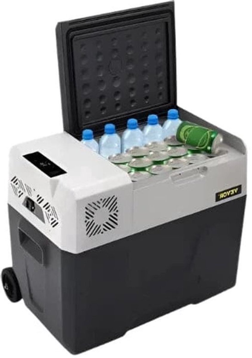 Mini koelkast - koelkast voor drankjes - Draagbare vriezer met wielen en handvat - Koelbox voor kamperen - Mini auto koelkast - 40L - 12V - Grijs