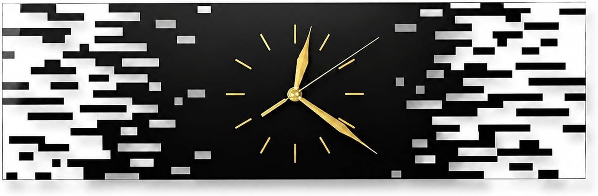 wandklok Rechthoekige 50 x 15 cm met stil uurwerk voor woonkamer - Moderne wandklok voor smalle binnenmuren - met horizontaal acrylontwerp en batterijvoeding