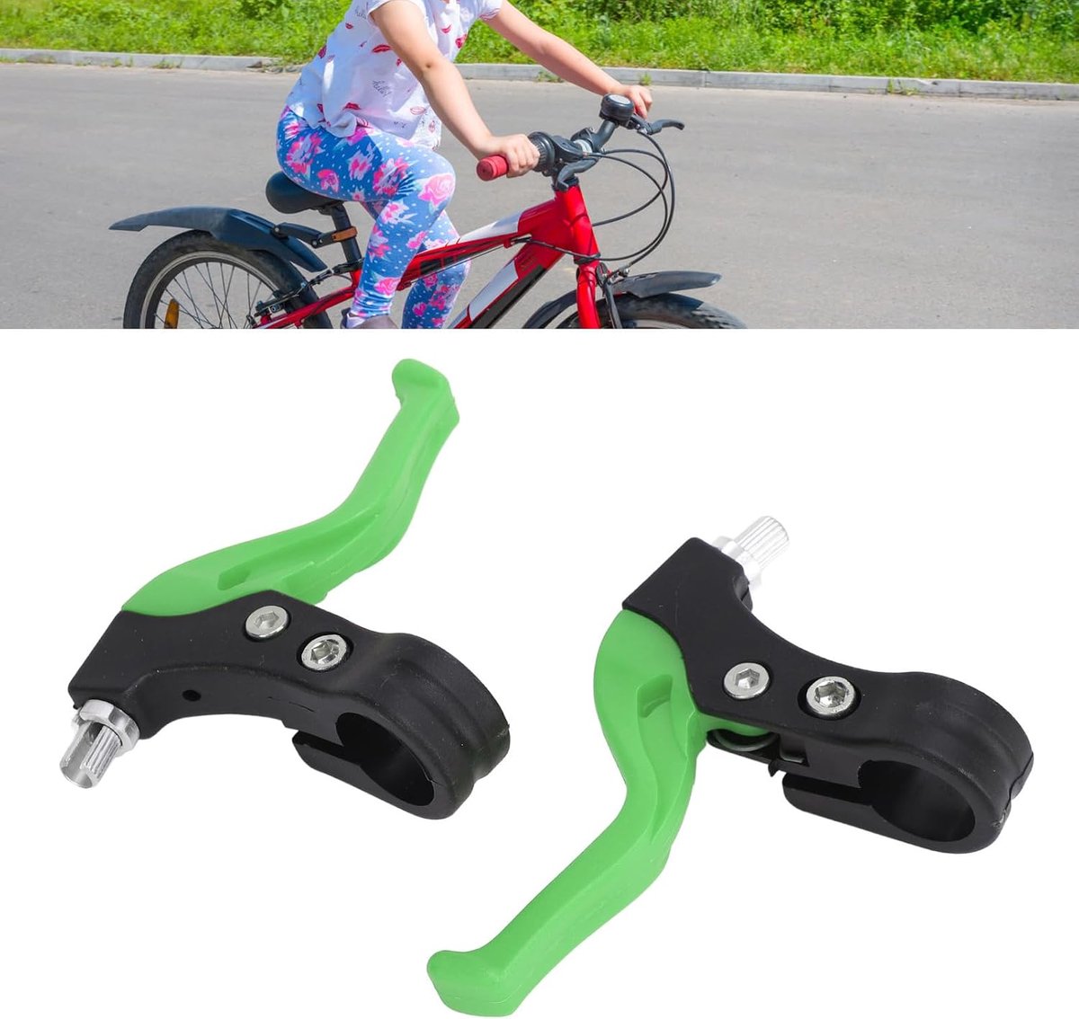 Kinderfiets Remhendel - Fietsrem Handvat - Veilig Fietsen - Snel Verstelbaar - 2.2 cm Stuurdiameter - Groen