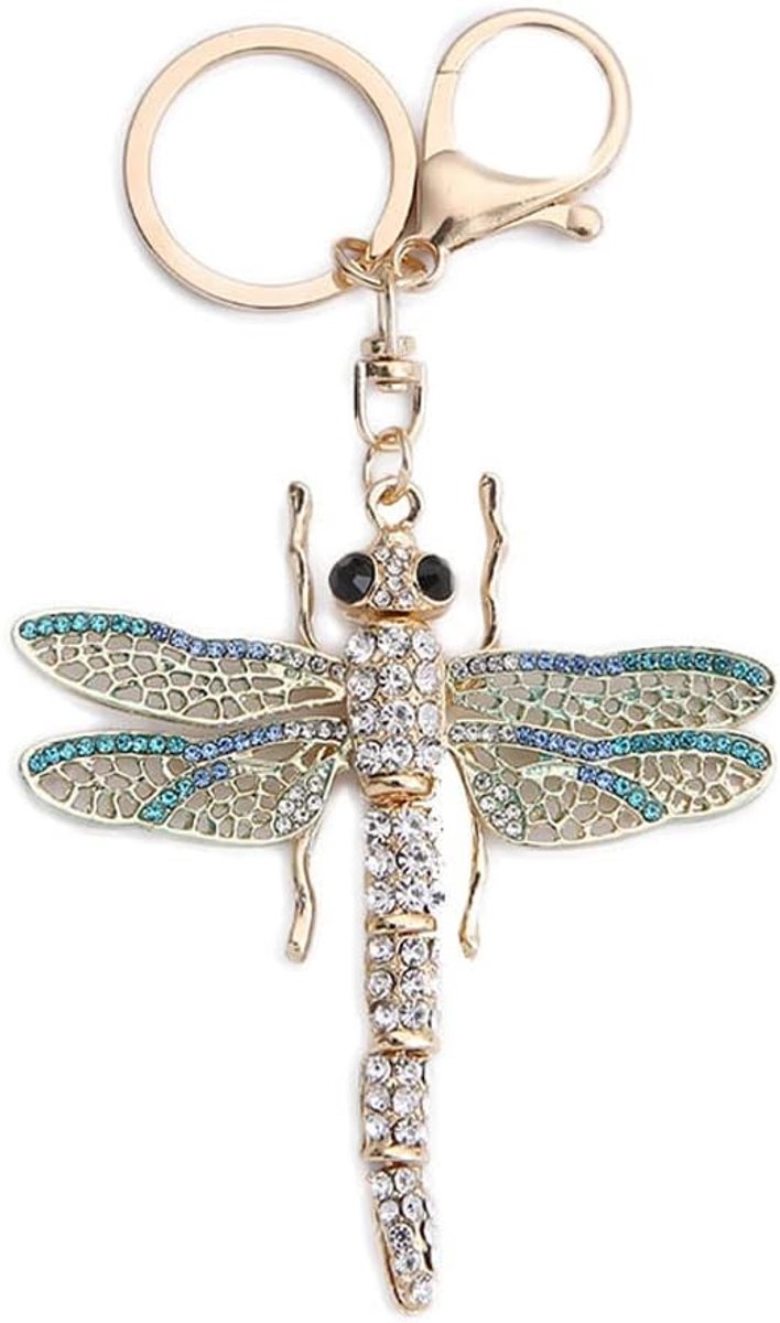 Sleutelhanger Dragonfly Insect Hanger Sleutelhanger Strass Crystal Sleutelhanger Auto Sleutelhanger Sleutelhanger Handtas Purse Charm, Geschenkideeën voor haar, Geschenkuitwisseling Ideeën, Blauw, S