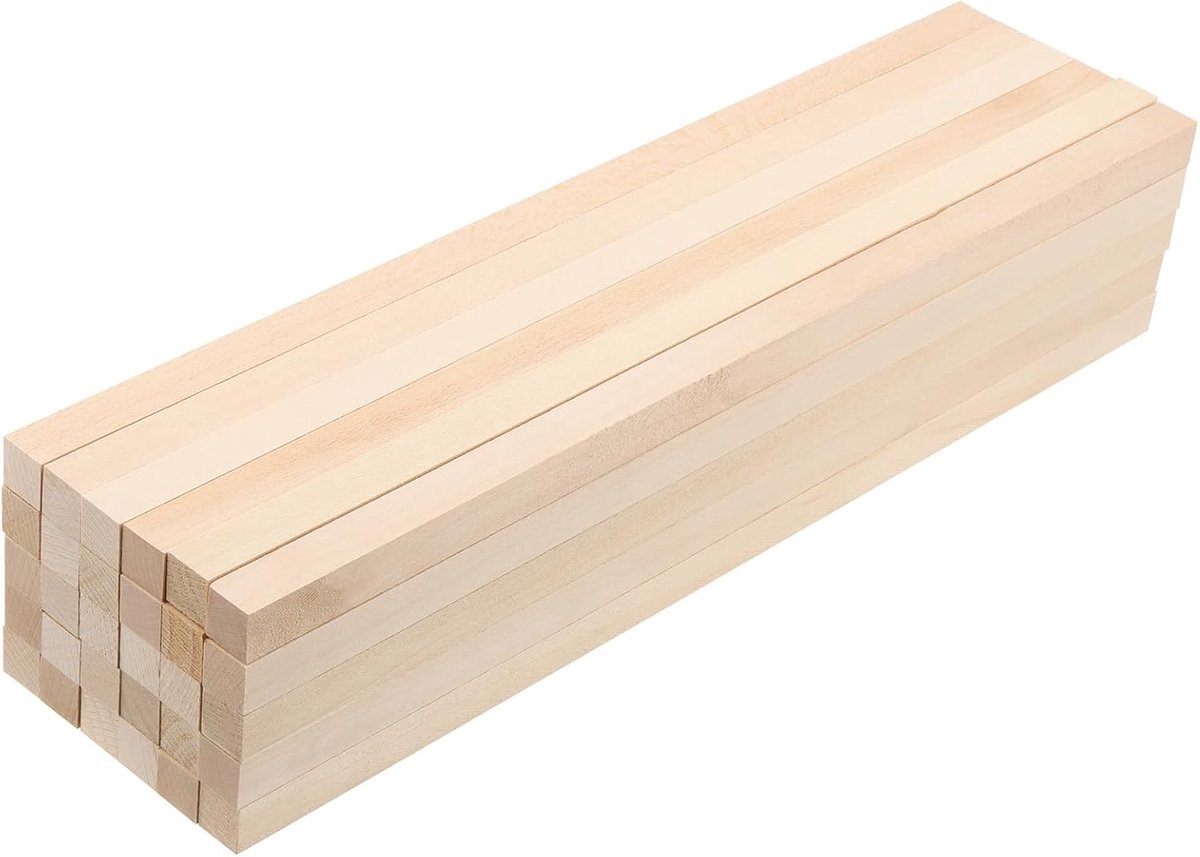 Houten staven, vierkant, 30,5 cm, natuurlijk hout voor knutselen, houten stokken, vierkante houten lijst, kanthout voor kunst, handwerk, doe-het-zelf en houtbewerking