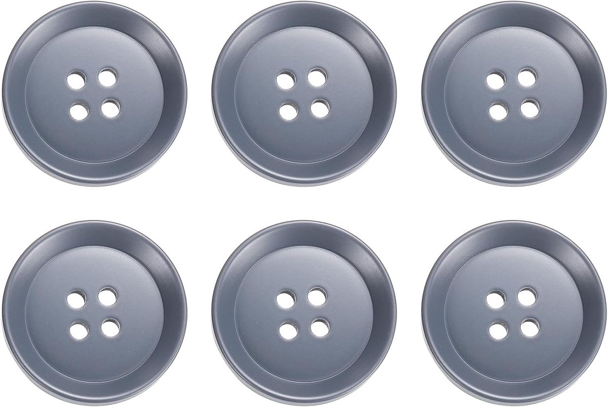 Knopen, 30 mm, 4 gaten, harsknopen om aan te naaien, knutselknopen, ronde reserveknopen voor naaien, mantel, overhemden, kleding, doe-het-zelf, handwerk, decoratie, grijs