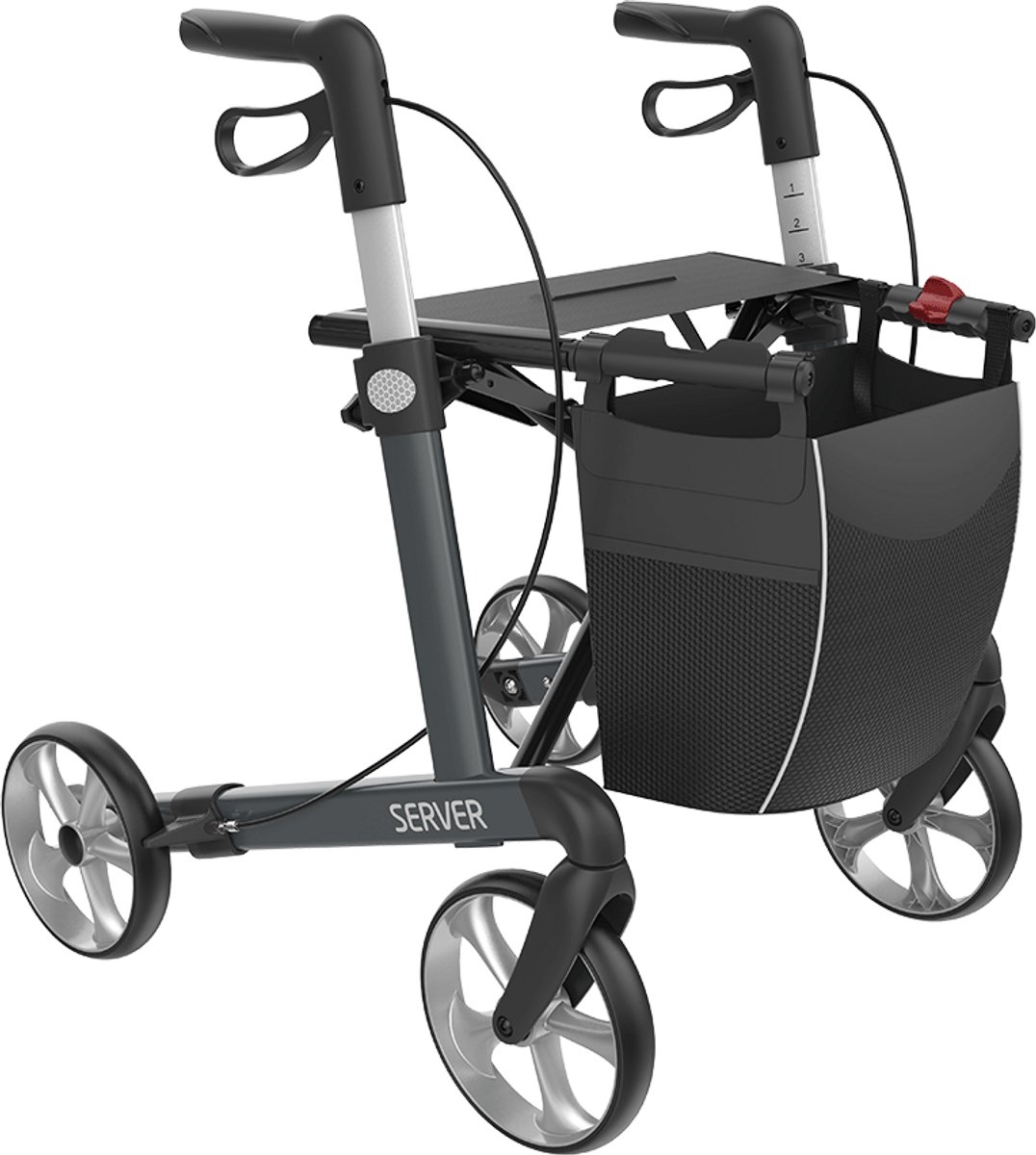 Server Lichtgewicht Rollator Antraciet Medium - Standaard banden