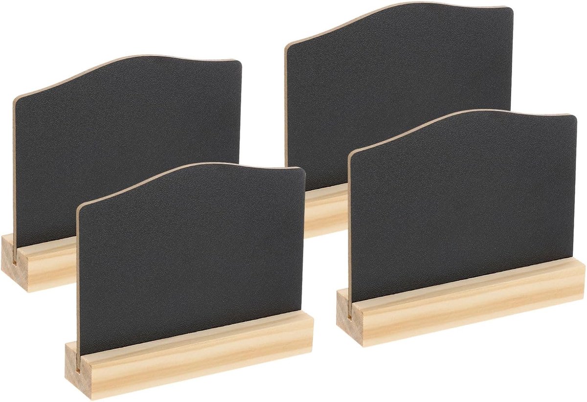 Mini schoolbord borden op tafel, 4 stuks kleine schoolbordborden met schildersezelstandaard, dubbelzijdige houten boog schoolbord voor voedsellabels, feesten, bruiloften, evenementdecoraties