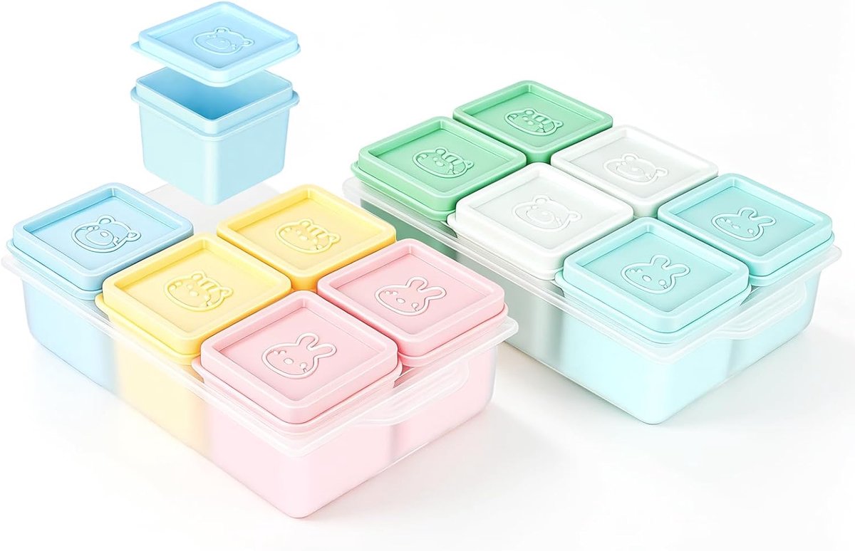 2 stuks soep, invriezenbakjes, vriesplateau met deksel, BPA-vrij, stapelbare souper Cube voor het invriezen van soep, ijsblokjes en bouillon