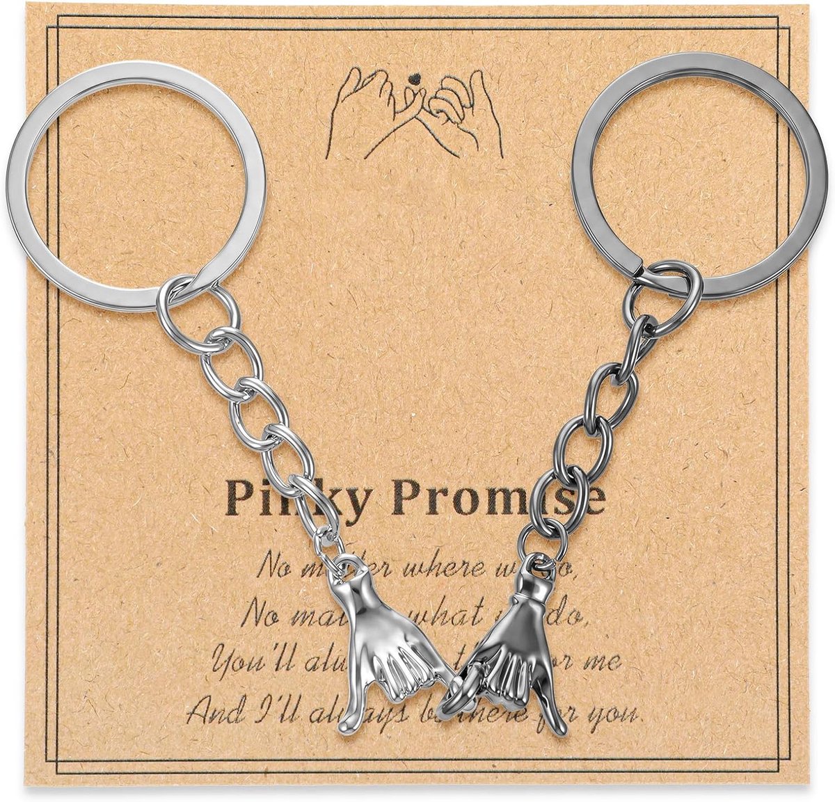 2 stuks Pinky Belofte Sleutelhanger Bijpassende Paar Geschenken voor Vriend Beste Vriend Verjaardagscadeaus voor Vrouwen Vriendschap Lange Afstand Relatie Cadeau voor Hem Haar Man Vrouw