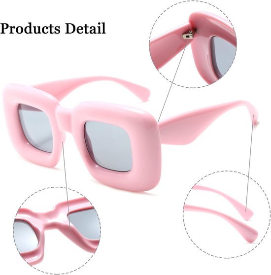 Keeper Trendy Vierkante Zonnebril Voor Vrouwen Mannen Mode Zonnebril Gekleurd Dik Frame Vierkante Tinten Cool Grappige Nieuwigheid Rave Party Bril — afbeelding 4