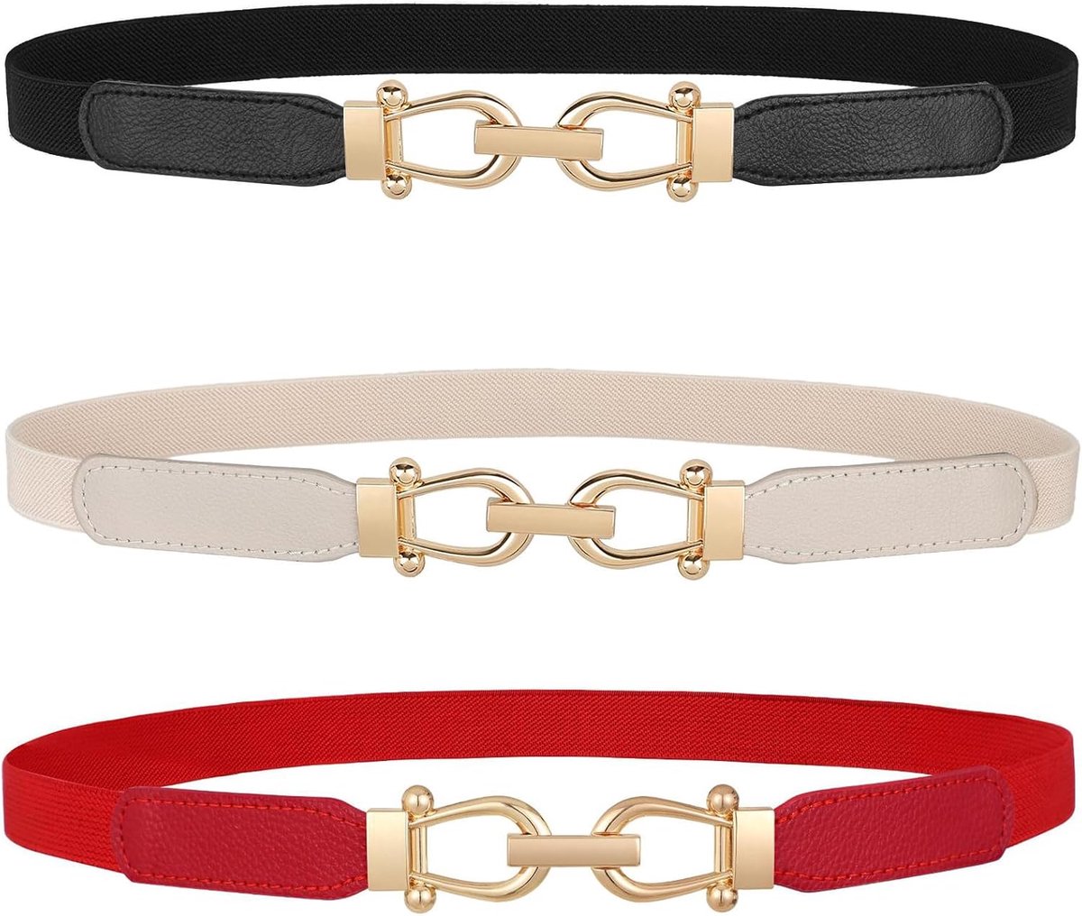 Dunne metalen riem voor dames, elastische metalen kettingriem voor jurk