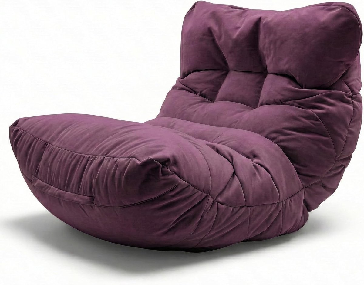 Luxe Zitzak voor Woonkamer of Slaapkamer – Grote Pouf Lounge met Vulling – Moderne Bean Bag Chair Stoel voor Volwassenen of Tieners – Comfortabel XXL Vloerkussen Paars