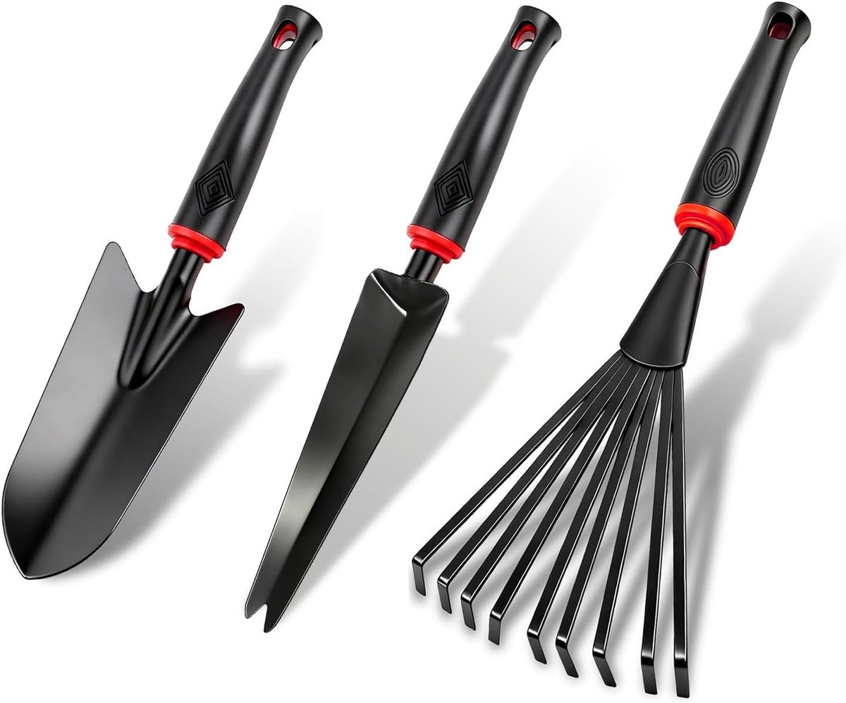 3 stuks tuinschep, bloemenschep, smalle plantenschep, negen tanden, hark, handschep, tuinschep, klein tuingereedschapsset voor planten, verplanten, wieden