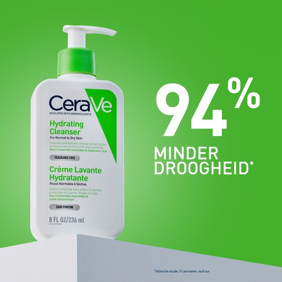 CeraVe Crème Lavante Hydratante avec distributeur à pompe, 236 ml.