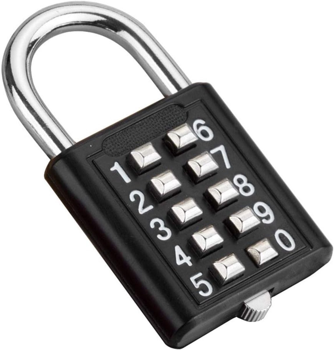 Combinatieslot - Zwart - Hangslot met 10 Cijfer Drukknop - Zinklegering - Voor Locker/Lade/Kabinetdeur