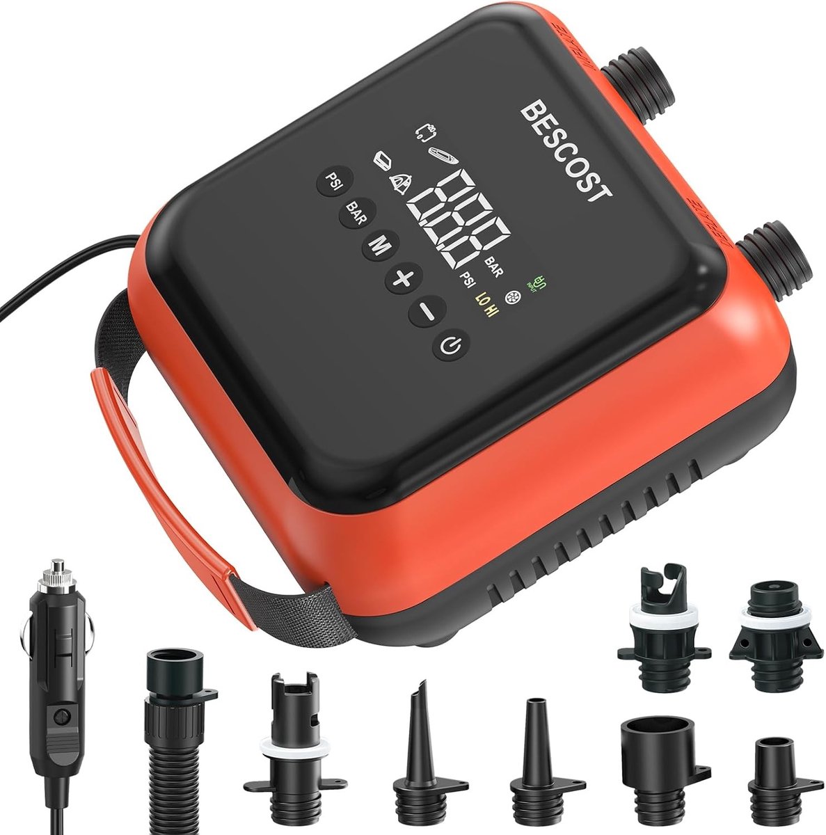 Elektrische SUP-pomp - Zwart - 12 V - 20 psi met Autostop - Voor Kajak en Rubberboot
