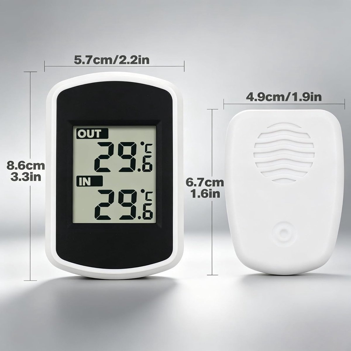 Digitale Draadloze Thermometer - Wit - Compact - LCD Scherm - Voor Binnen en Buiten