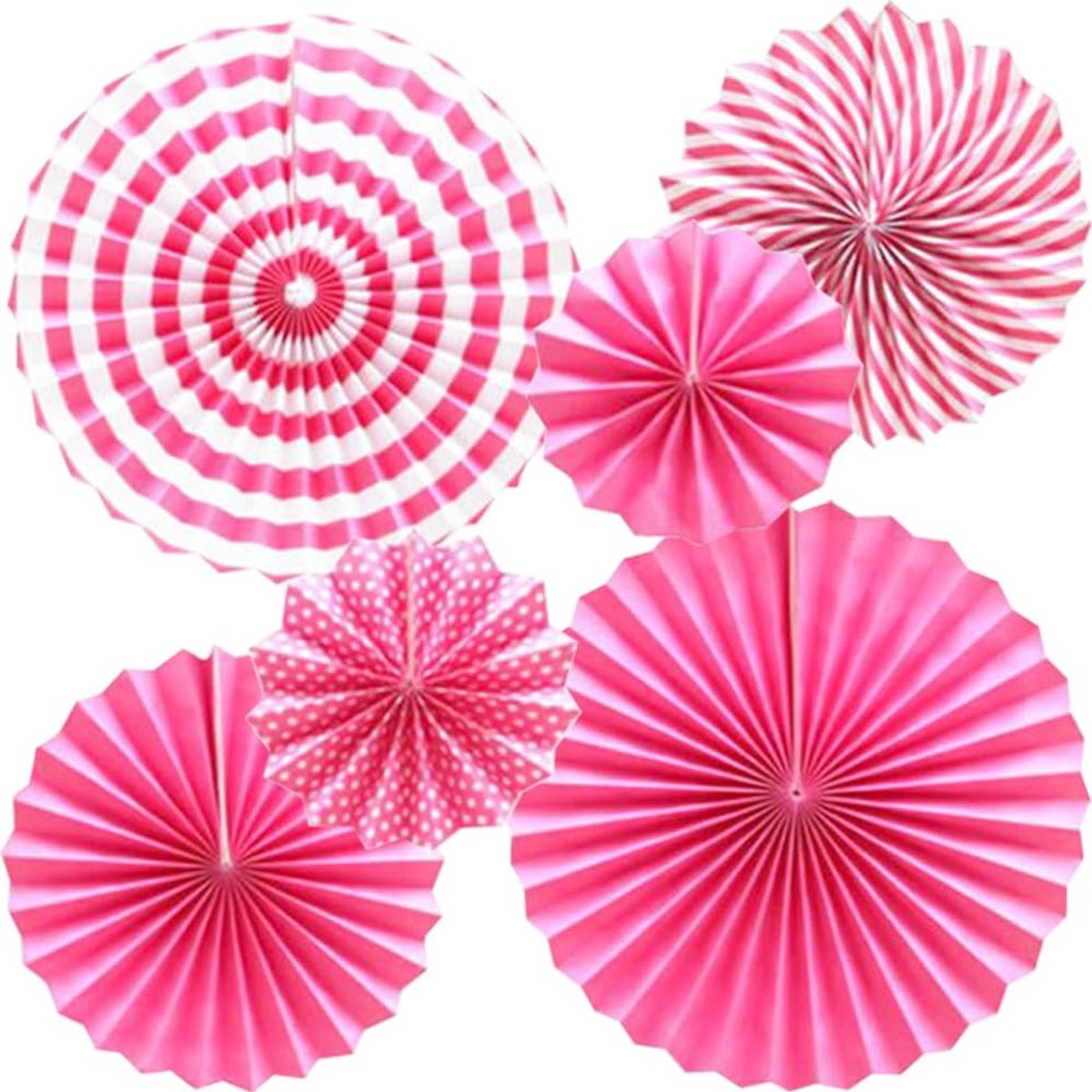 SolidKeus - Set van 6 Papieren Hangende Ventilatoren voor Feestdecoratie