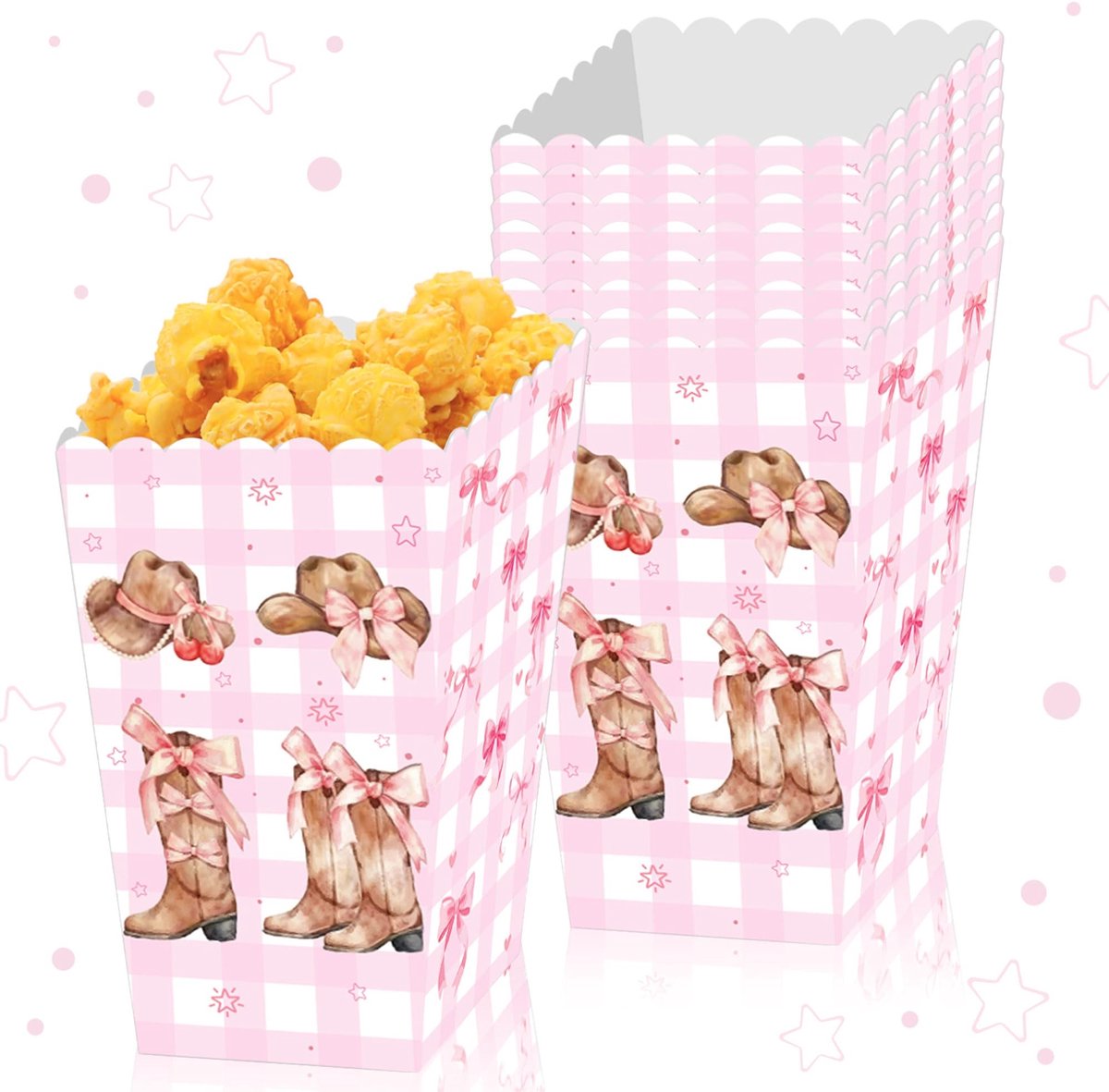 SolidKeus - Cowgirl Papieren Zak met Roze Strik voor Feestjes