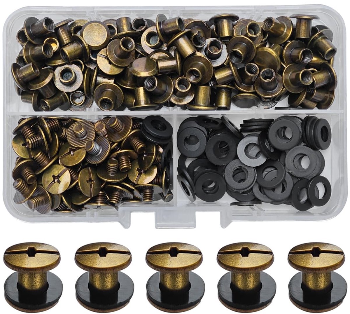 SolidKeus - 90 Chicago Screws voor Leer en Boekbinding - Set van 90 Stuks