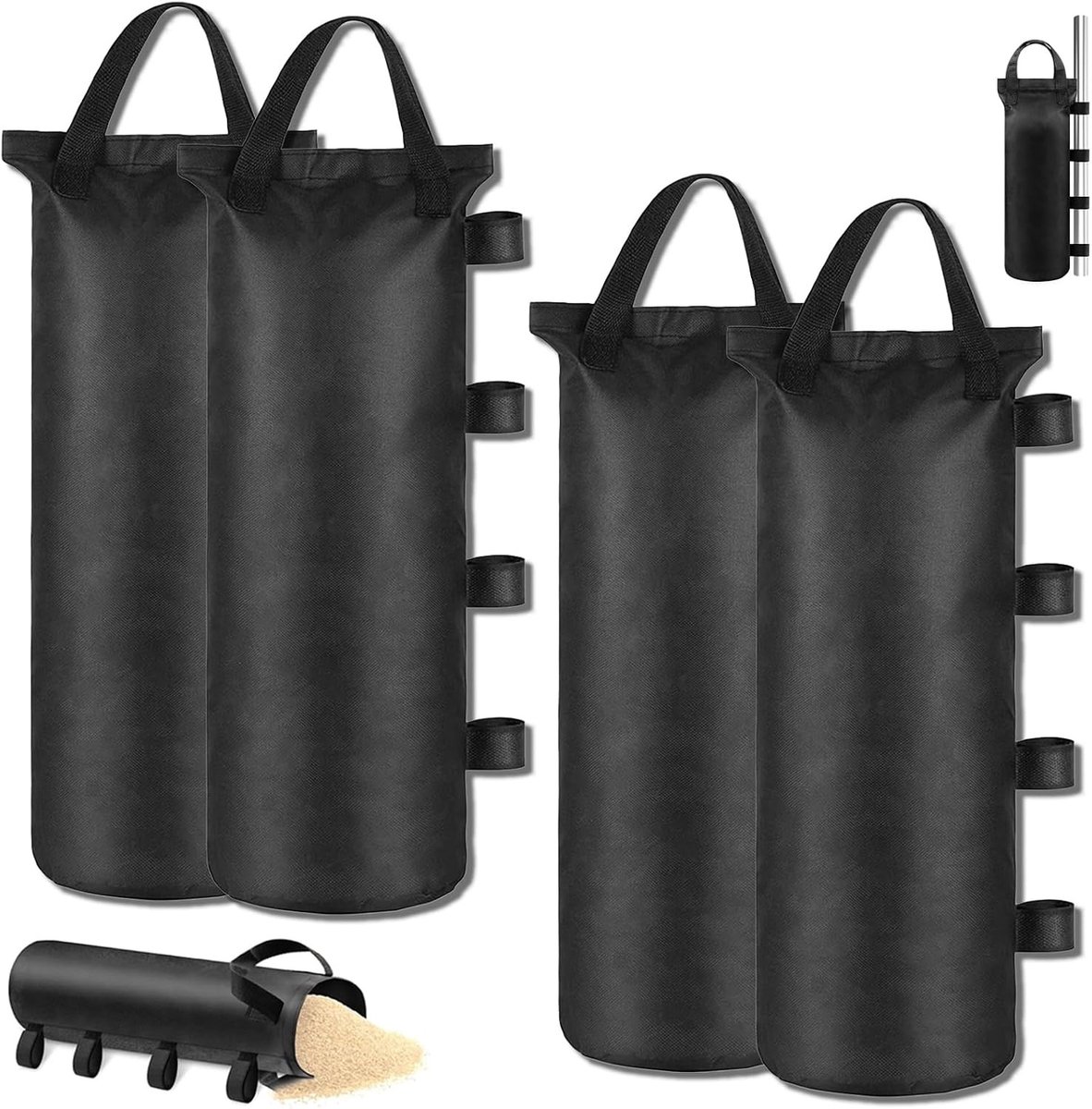 4 x Zandzakken voor Tentstabiliteit, Ideaal voor Camping, Tuin en Strandgebruik, 800D Oxford Materiaal, Versterkte Stevigheid en Uitbreidbare Ontwerp